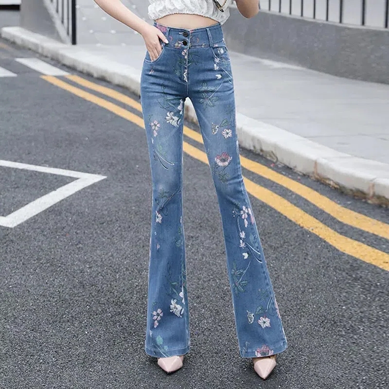 Women Shoes Jeans - Spring Autumn Korean Print Women Jeans