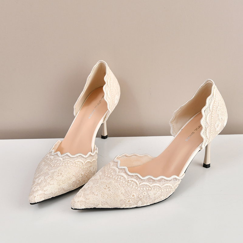 Women'S Shoes Quality - Lace Pointed Toe High Heels Women