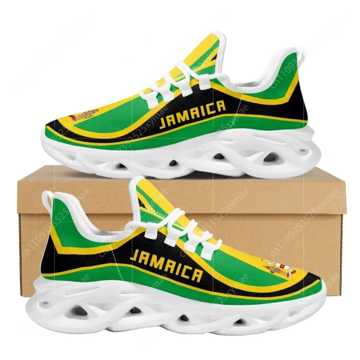 Women Shoes Name - Jamaica Flag Pattern Lightweight Lace Up