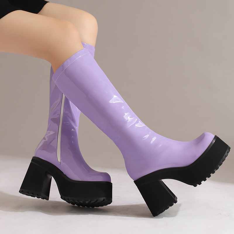 Punk Heels Knee High Boots Pla - đánh giá và giá Women'S Shoes Navy Blue