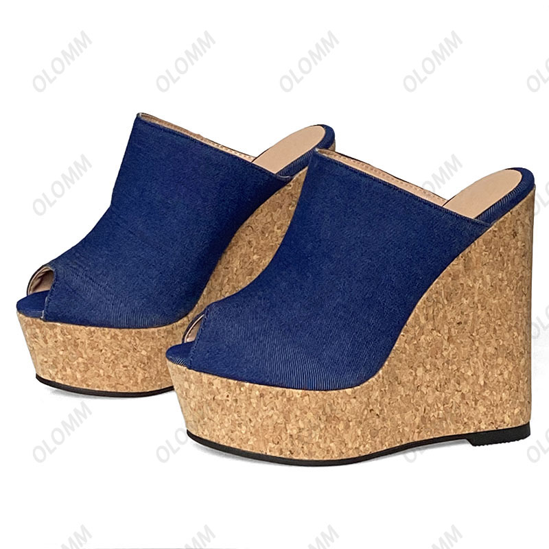 Olomm Handmade Women Mules San - đánh giá và giá Cork Wedge Sandal