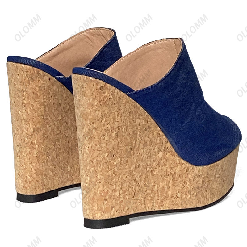 Olomm Handmade Women Mules San - đánh giá và giá Cork Wedge Sandal