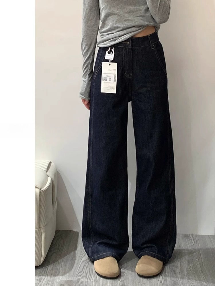 Deep Blue Denim Wide Leg Jeans - đánh giá và giá Women Shoes Jeans