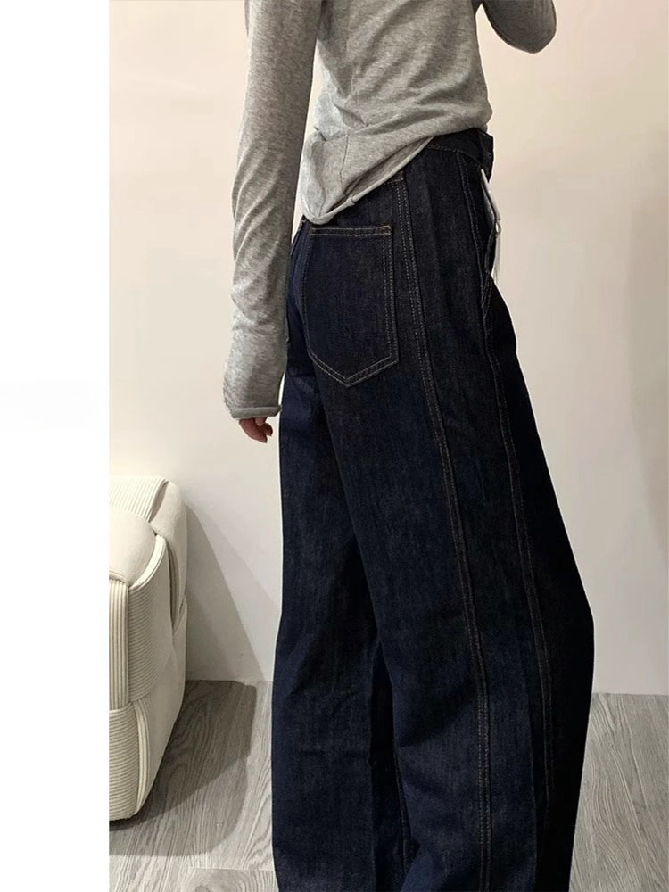 Deep Blue Denim Wide Leg Jeans - đánh giá và giá Women Shoes Jeans