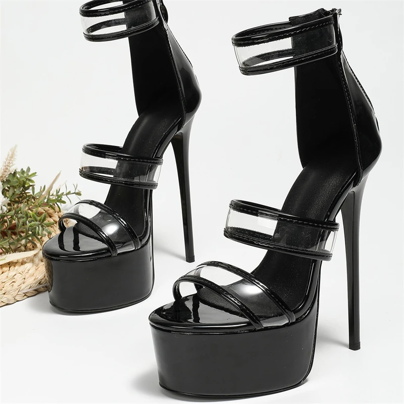Women's Black Patent Clear Str - đánh giá và giá Strappy Heeled Sandals