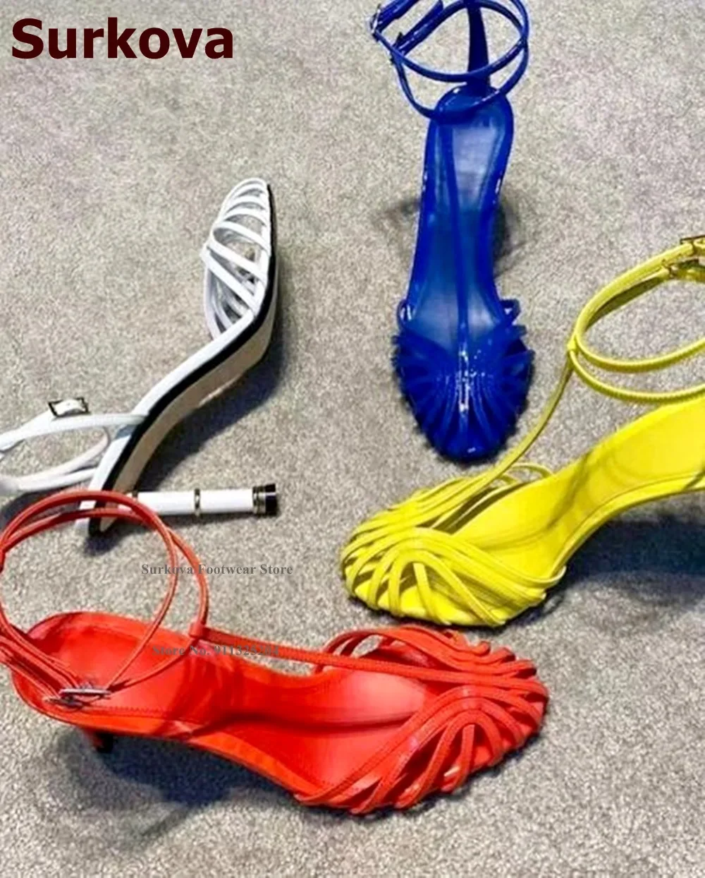 Surkova Da Mờ Mỏng Thiết Kế Qu - đánh giá và giá Strappy Heeled Sandals