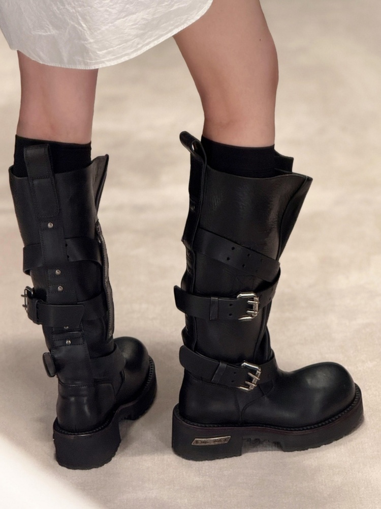 Belt Buckle Black Leather Moto - đánh giá và giá Women'S Shoes Paris