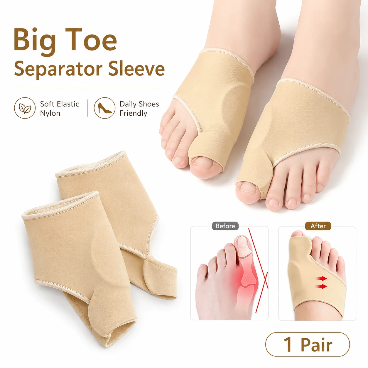 Big Toe Separator Sleeve Bunio - đánh giá và giá Women'S Shoes For Bunions