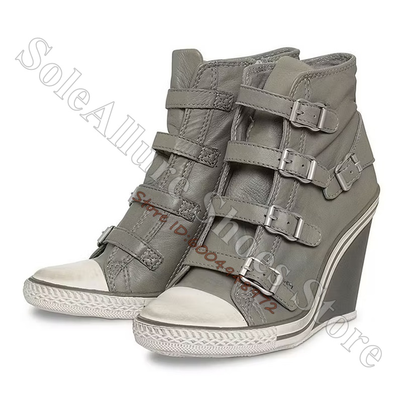 Grey Multi Buckle High Top Wed - đánh giá và giá Women'S Shoes Com